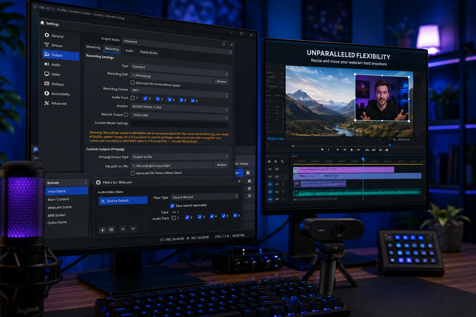 OBS Separate Screen Webcam Recording