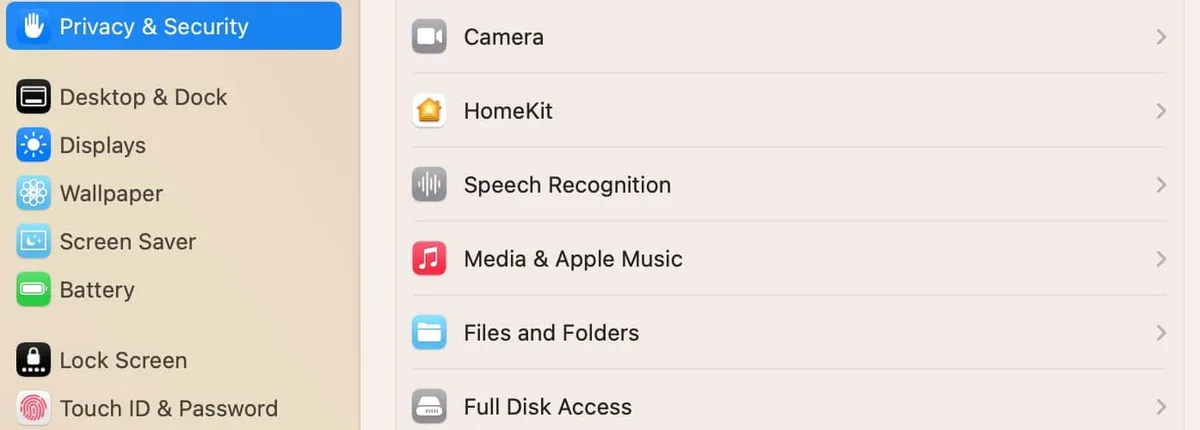 macOS camera privacy settings